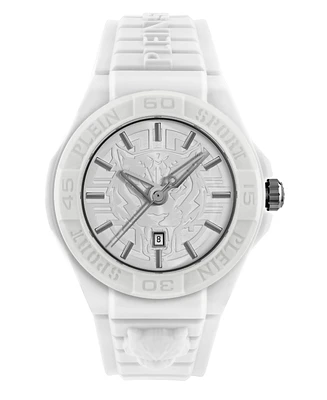 Plein Sport Men's New Fearless 3 Hand Date Quartz White Silicone Strap 46mm