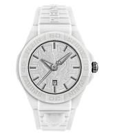 Plein Sport Men's New Fearless 3 Hand Date Quartz White Silicone Strap 46mm