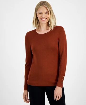 Jm Collection Petite Rivet-Detail Sweater, Created for Macy's