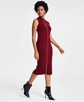 Bar Iii Women's Zip-Front Sleeveless Ribbed Sweater Dress, Created for Macy's