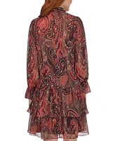 Tommy Hilfiger Petite Chiffon Tiered Paisley-Print Dress