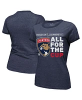 Majestic Women's Navy Florida Panthers 2024 Stanley Cup Champions Tri-Blend Ringer T-Shirt