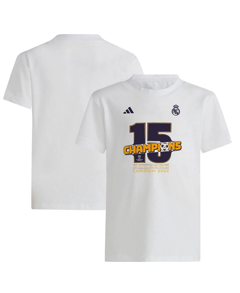 Adidas Big Boys and Girls White Real Madrid 2023/24 Uefa Champions League T-Shirt