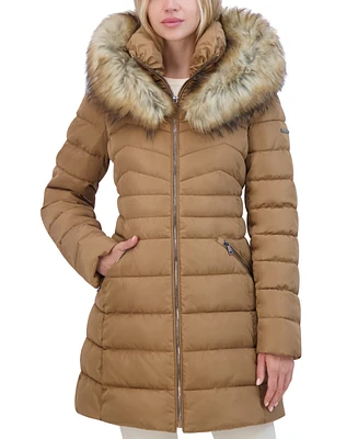 Laundry By Shelli Segal Women's Faux-Fur-Trim Hooded Puffer Coat