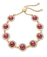 Charter Club Gold-Tone Bead & Crystal Halo Link Bolo Bracelet, Created for Macy's