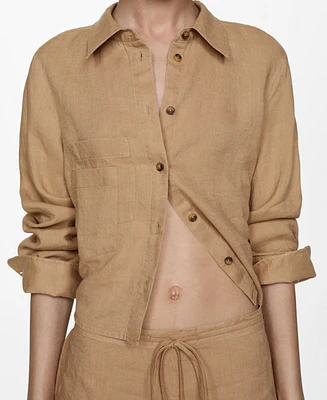 Mango Women's Cropped Linen Shirt