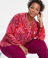 I.n.c. International Concepts Plus Paisley-Print Henley, Created for Macy's