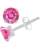 Pink Topaz Solitaire Four Prong Stud Earrings (1-1/5 ct. t.w.) 14k Gold (Also Turquoise)