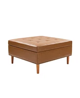 Constantine Modern Storage Tufted Cocktail Ottoman with Solid Wood Legs