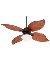 Casa Vieja 60" Casa Oak Creek Tropical Outdoor Ceiling Fan with Led Light Oil Rubbed Bronze Walnut Solid Wood Blades White Glass Bowl Damp Rated for P