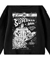 Superman Boys Comic Cover No. 300 Crew Neck Long Sleeve Black Youth Tee