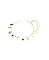 Swarovski Symbolica Choker, Moon, Infinity, Clover, Evil Eye and Horseshoe, Blue, Gold-Tone Plated Necklace