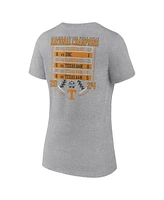 Fanatics Women's Heather Gray Tennessee Volunteers 2024 Ncaa Men's Baseball College World Series Champions Schedule V-Neck T-Shirt