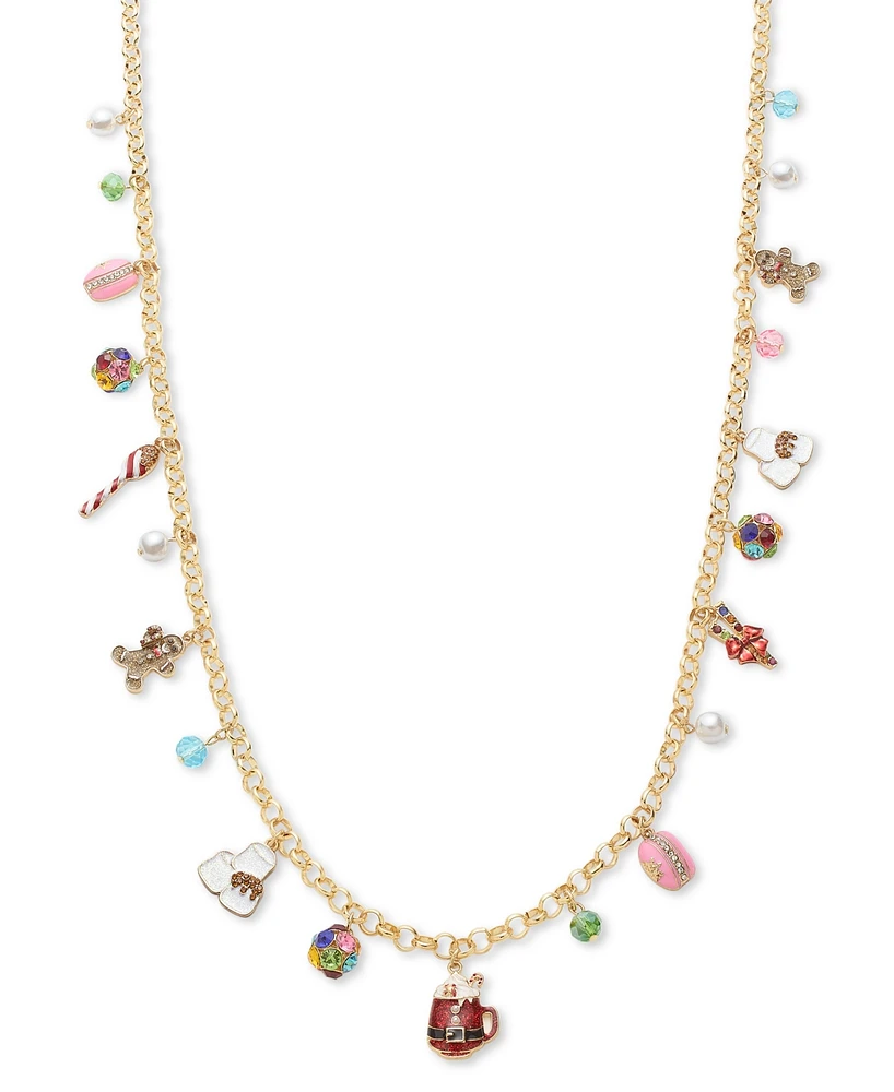 Holiday Lane Gold-Tone Candy Charms Necklace, 30" + 3" extender, Created for Macy's