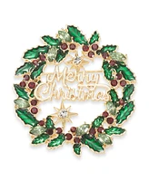 Holiday Lane Crystal Wreath Pin, Created for Macy's