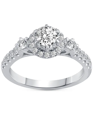 Diamond Halo Engagement Ring (7/8 ct. t.w.) in 14k White Gold