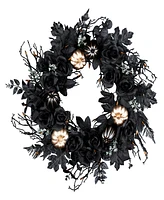 National Tree Company Chic Eek Black & Gold Wreath, 24 Inches