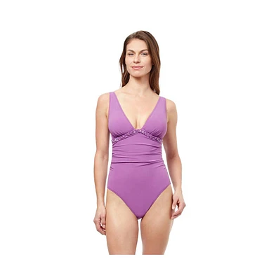 Profile by Gottex Women's Kundala Deep Plunge one piece swimsuit