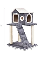 Sugift 36 Inch Tower Condo Scratching Posts Ladder Cat Tree