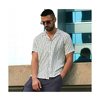 Campus Sutra Men's Ivory White Dot Lined Shirt
