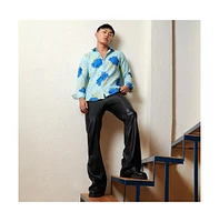 Men's Light Blue Hydrangea Foliage Shirt