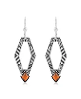 American West Jewelry Sterling Silver and Geometric Shape Tiger's Eye Gemstone Lever Back Earrings