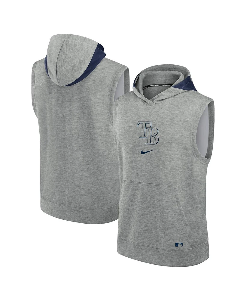 Nike Men's Heather Gray Tampa Bay Rays Authentic Collection Early Work Performance Sleeveless Pullover Hoodie