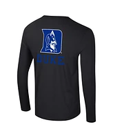 Colosseum Men's Black Duke Blue Devils Logo Lockup 3-Hit Active Blend Long Sleeve T-Shirt