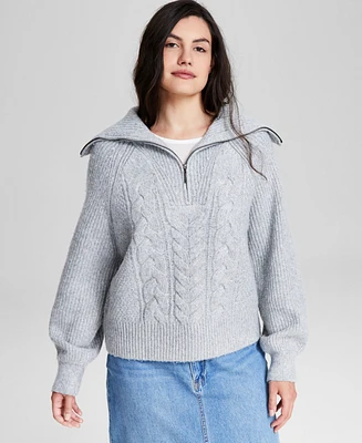 And Now This Women's Cable 1/4 Sweater, Created for Macy's