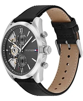 Tommy Hilfiger Men's Black Leather Watch 43.5mm