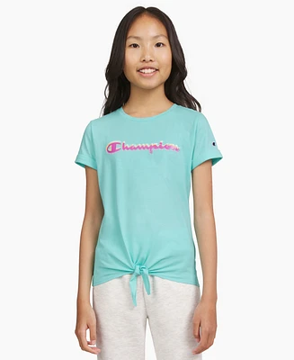 Champion Big Girls Tie-Front Logo T-Shirt