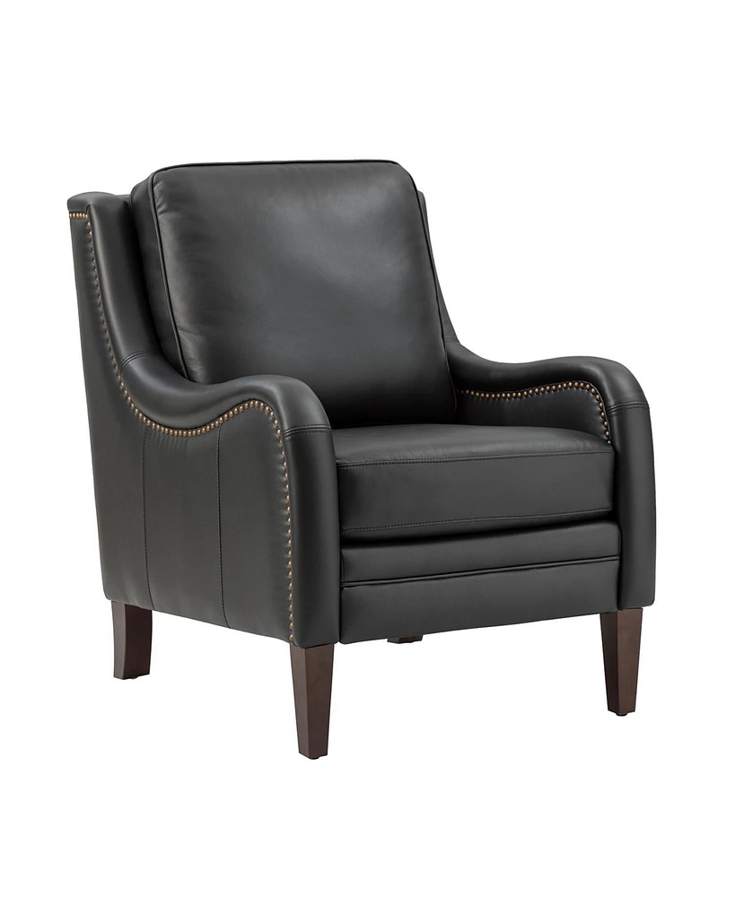 Hulala Home Traditional Pascual 27.56" Wide Genuine Leather Arm Chair with Rubber Wood Legs