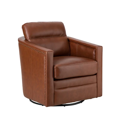 Hulala Home Jorge Contemporary Classic 28.74'' Wide Genuine Leather Swivel Chair
