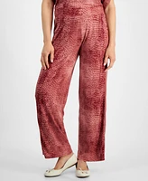 Jm Collection Women's Printed Satin Side-Trim Pants, Created for Macy's