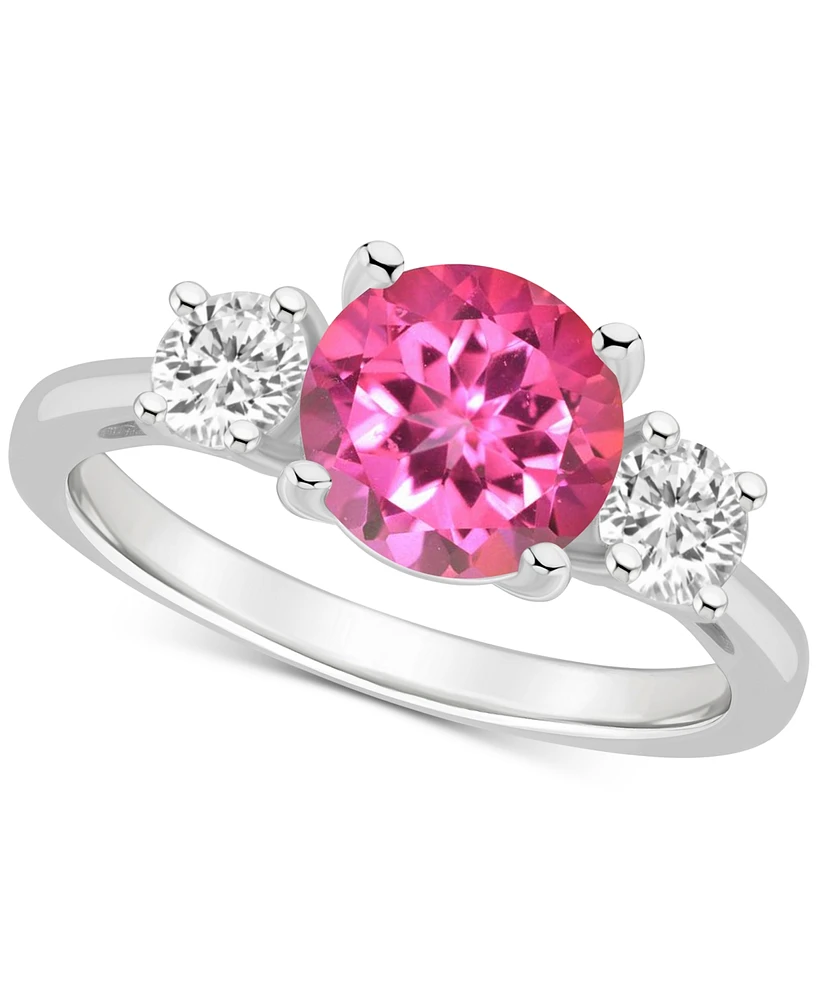 Mystic Topaz (2-3/8 ct. t.w.) & White (5/8 Three Stone Ring Sterling Silver (Also Pink Topaz)