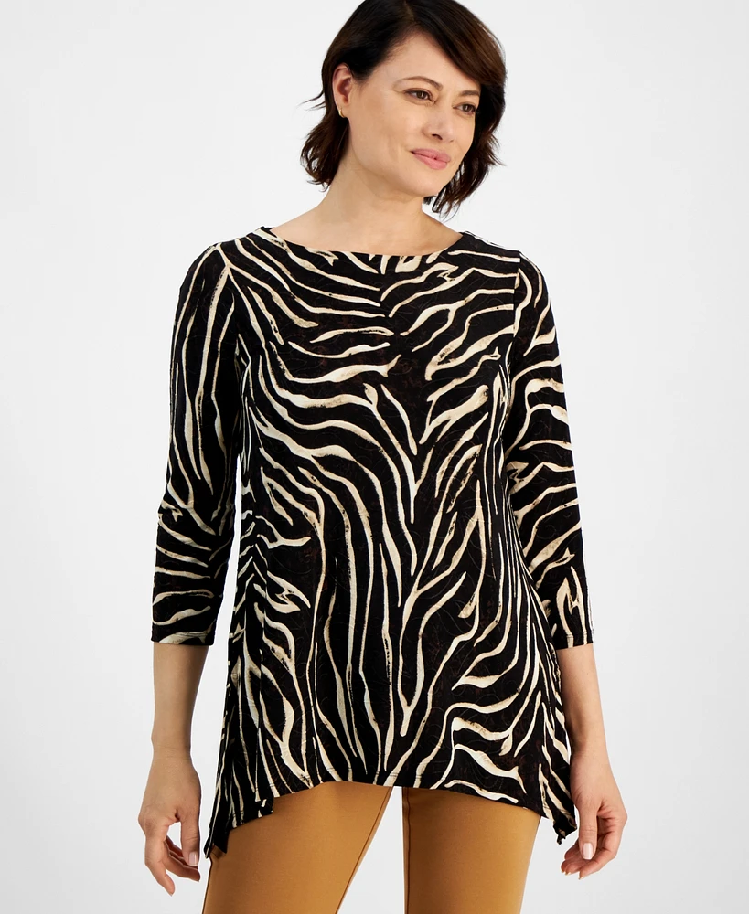 Jm Collection Women's Zebra Print Swing Jacquard Top, Created for Macy's