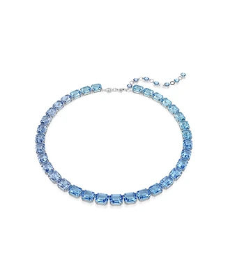 Swarovski Octagon Cut, Color Gradient, Blue, Rhodium Plated Millenia Necklace