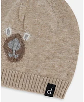 Deux par Deux Baby Boys Baby Knitted Bear Hat Sand