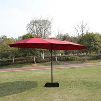 Streamdale Furniture 15' x 9' Double-Sided Crank Patio Umbrella with Vent and Uv Protection