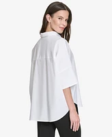 Halston Women's Cotton Dolman-Sleeve Hi-Low Shirt