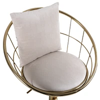 Off- Velvet Bar Chair, Pure Gold Plated, Unique Design, 360 Degree