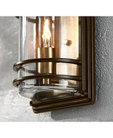 John Timberland Habitat Modern Industrial Outdoor Wall Light Fixture Bronze Brown Warm Brass 11" Clear Glass for Exterior House Porch Patio Outside De