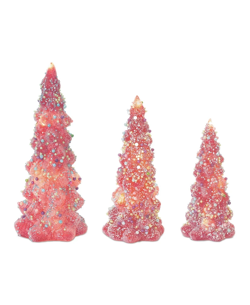 Slickblue Led Tree With Rainbow Pearl Ornaments (Set of 3)