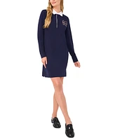 CeCe Women's Embroidered-Logo Polo Long-Sleeve Dress