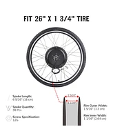 Yescom Electric Bicycle Motor Engine Kit 48V 1000W 26" Rear Wheel E-Bike Cycling Hub Conversion Kit