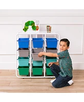 ECR4Kids 4-Tier Storage Rack with 12 Cubby Bins 4x3, Primary