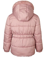 Kensie Girl Toddler & Little Girls Rose-Quilted Hooded Puffer Jacket with Faux-Fur Trim