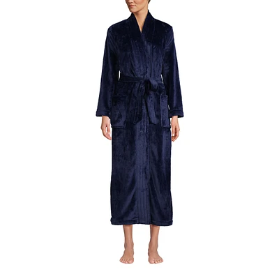 Lands' End Women's Cozy Plush Long Wrap Robe