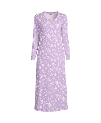 Lands' End Women's Tall Cotton Long Sleeve Midcalf Nightgown