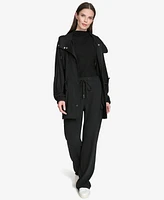 Halston Women's Hooded Drawcord-Waist Snap-Front Jacket